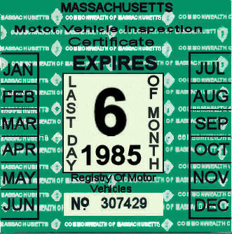 (image for) 1985 Massachusetts Spring Inspection sticker